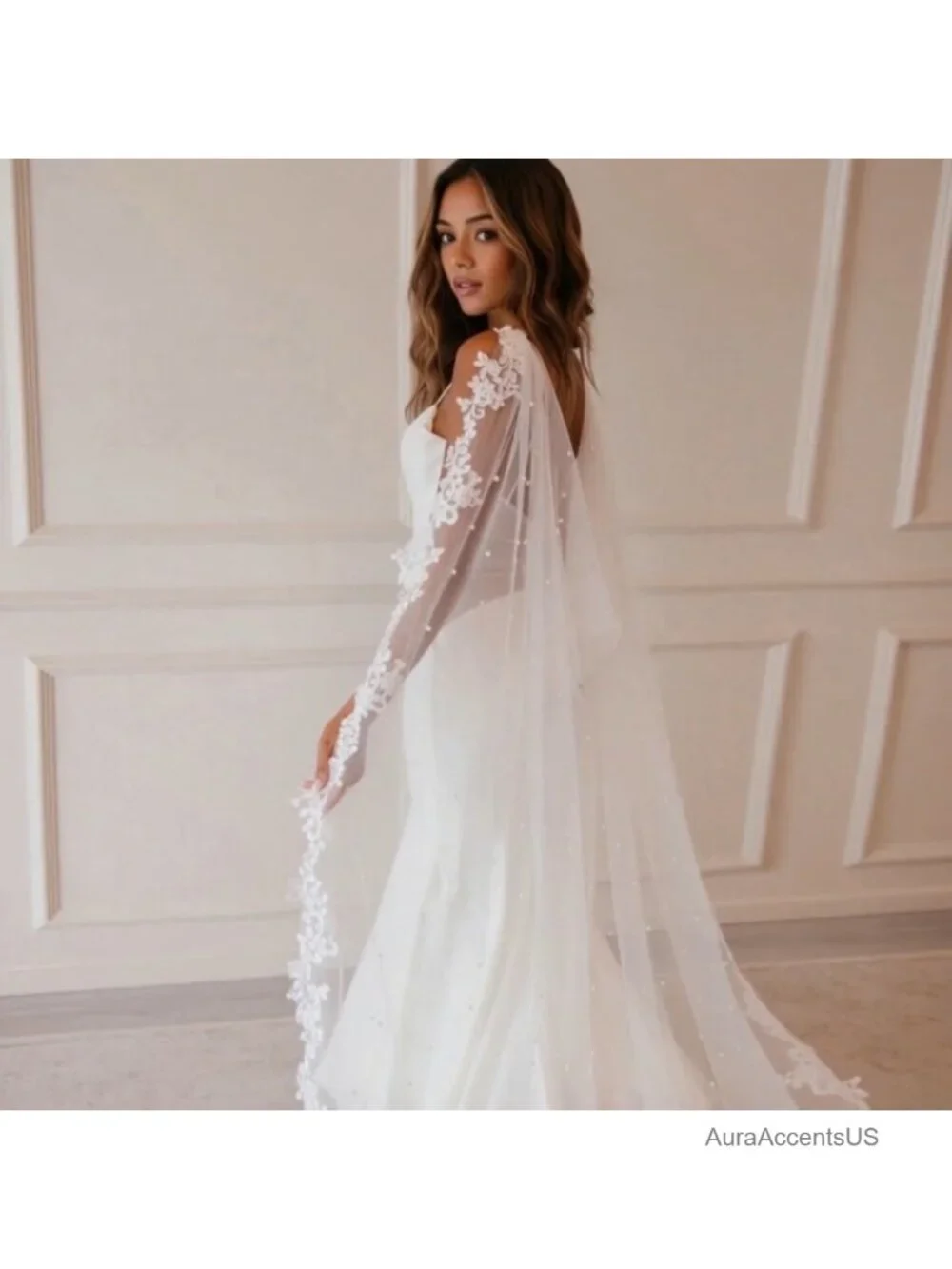 Lace Bridal Cape Cathedral Wedding Veil Shawl Long Tulle Wrap